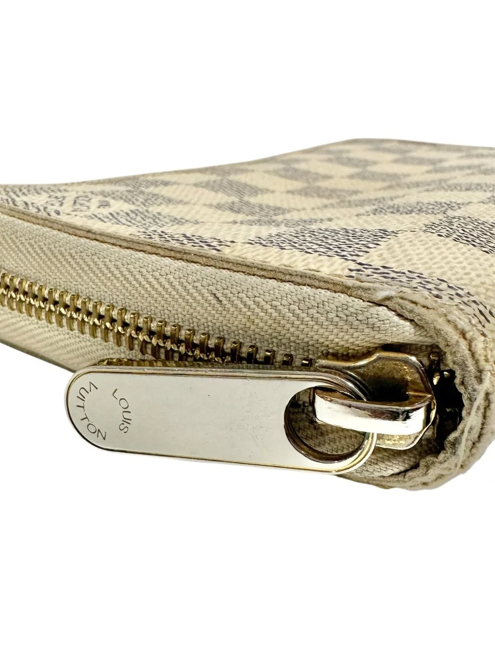 Louis Vuitton Damier Azur Leather Large Zip Around Zippy Wallet with Dust Bag